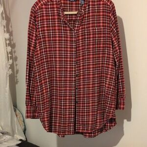 Lands' End Red and Black Plaid Shirt